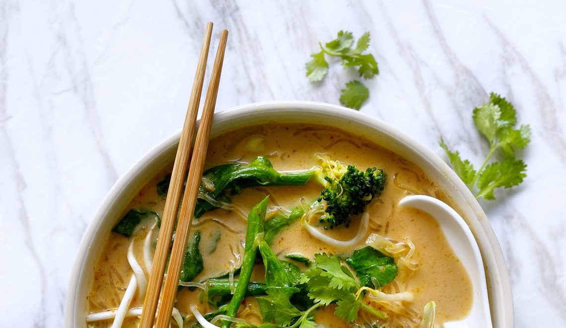 Vegetarian Thai Red Curry Noodle Soup